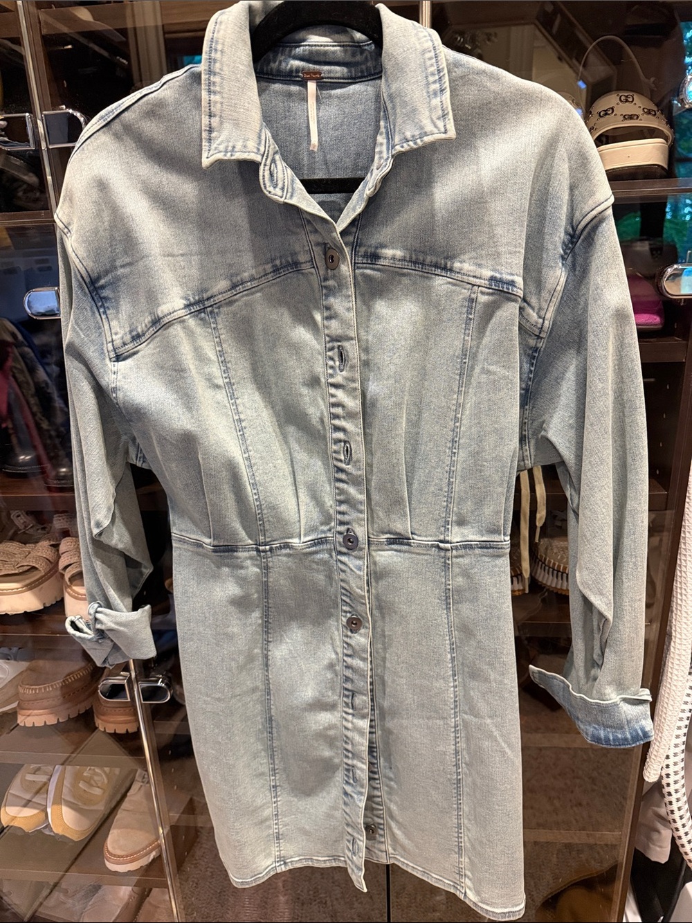 Free People Light Wash Denim Mini Dress - Picture 1 of 1